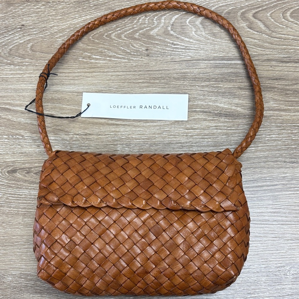 Loeffler Randall Woven Billie Flap Leather Shoulder Bag